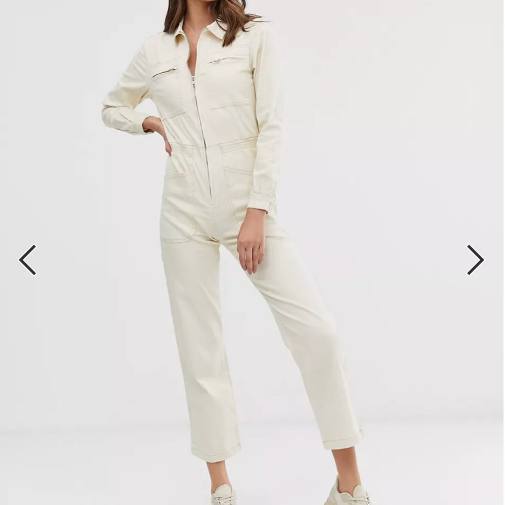 LF Markey Danny Boilersuit Jumpsuit Ivory UK8/US4 / XS S 70s Anthropologie BOHO